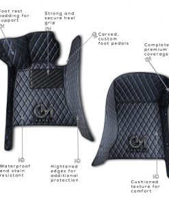 Black and Blue Carmelo Crystal Car mats annotated