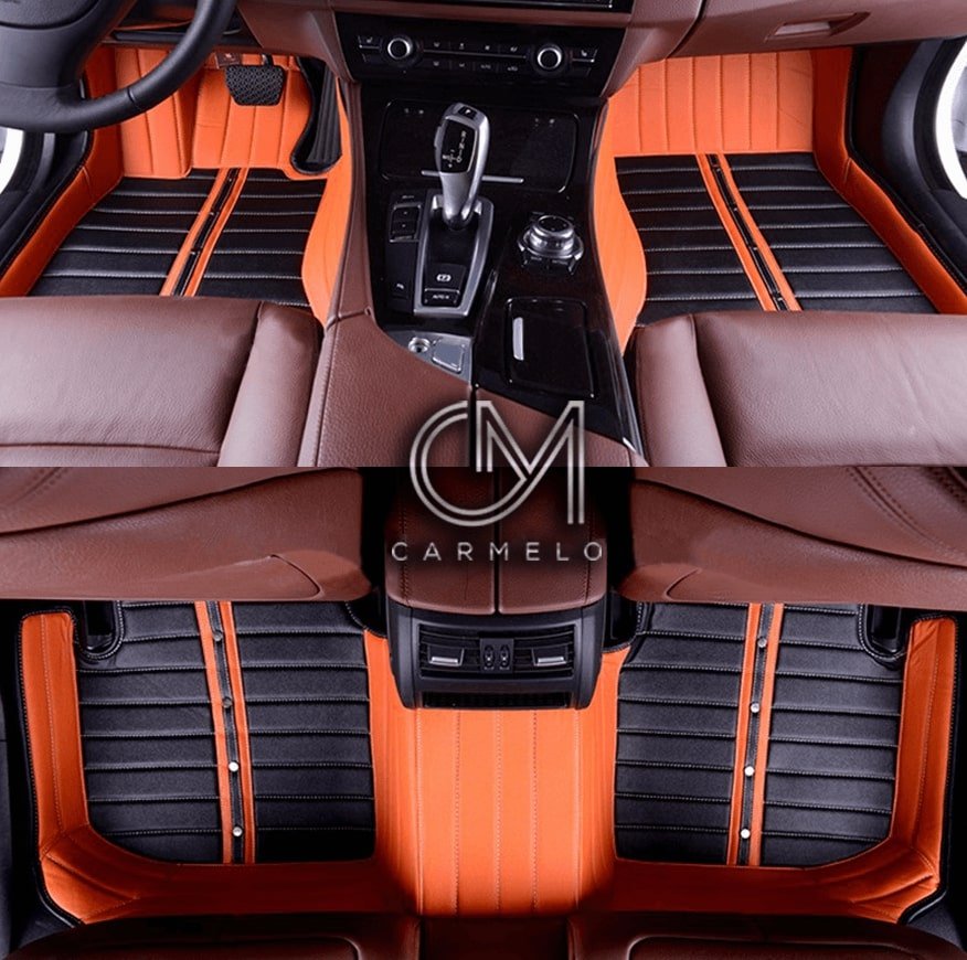 Black and Orange Two-Toned Tailored Car Mats
