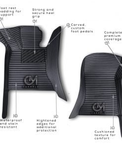 Black and White Carmelo Striped Car Mats annotated