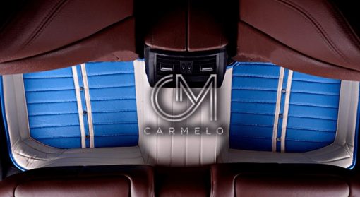 Blue and White Carmelo Rear Tailored Car Mat