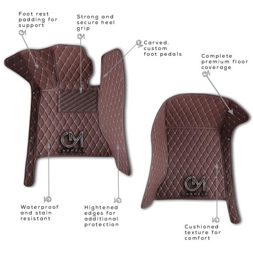 Brown Carmelo Crystal Car Mats annotated