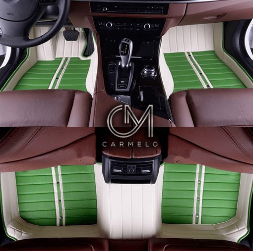 Green and White Carmelo Tailored Car Mats