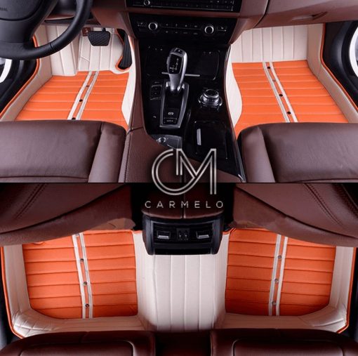 Orange and White Carmelo Tailored Car Mats