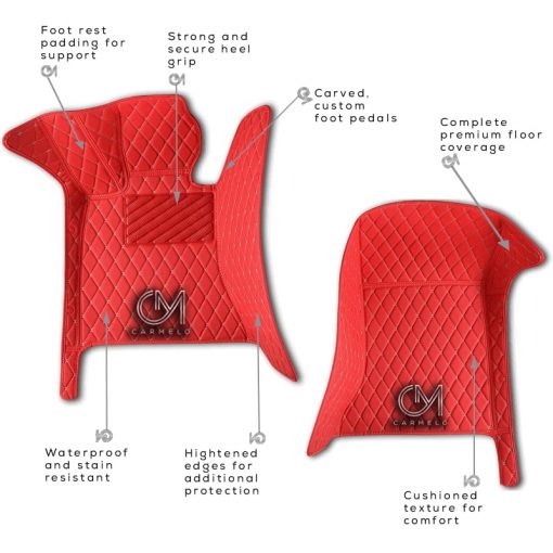 Racing Red Carmelo Crystal Car Mats annotated