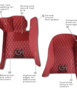 Red Carmelo Crystal Car Mats annotated