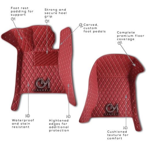 Red Carmelo Crystal Car Mats annotated