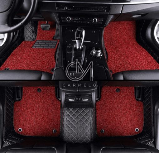 Red and Black Carmelo Carpet Car Mats