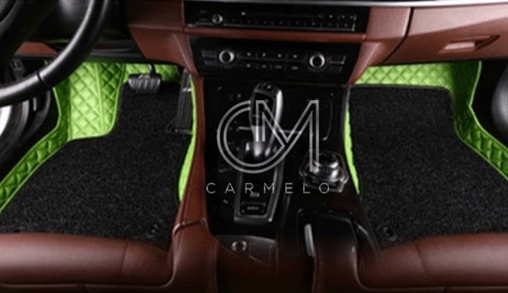 Black and Green Carmelo Driver & Passenger Carpet Car Mats
