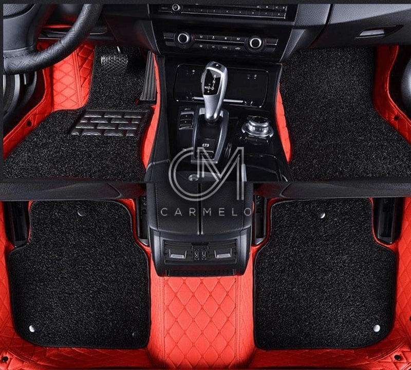 FOR VW LUPO JETTA SCIROCCO GTI R UNIVERSAL CAR FLOOR MATS BLACK WITH RED TRIM 