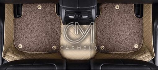Coffee Brown and Beige Carmelo Rear Carpet Car Mat