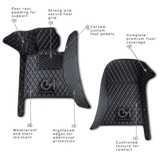Black and Beige Carmelo Crystal Car mats annotated